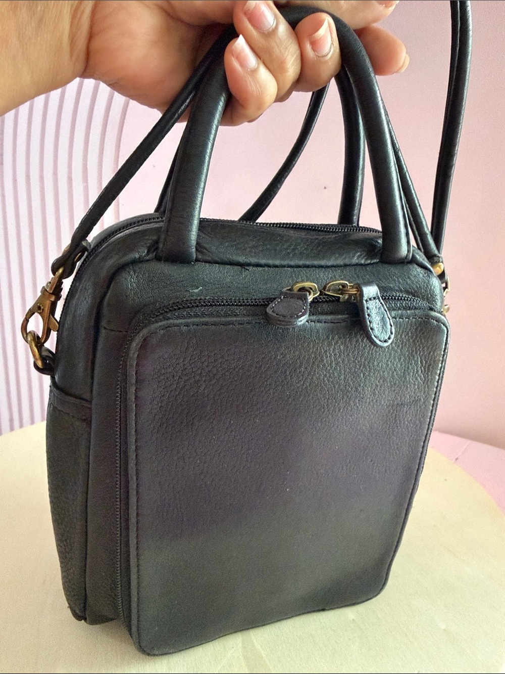 Fossil Black Pebbled Leather Mini Crossbody Satchel - Picture 5 of 12